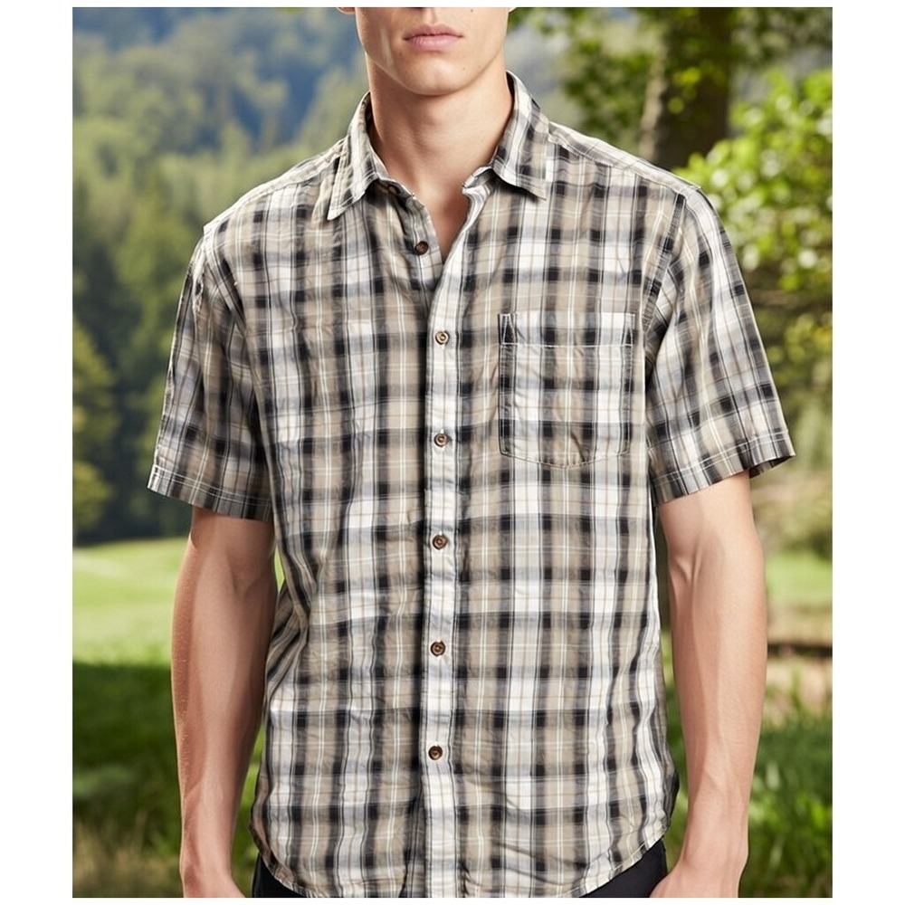 CARHARTT Mens Relaxed Fit Lightweight Gray Plaid Short Sleeve Size Medium